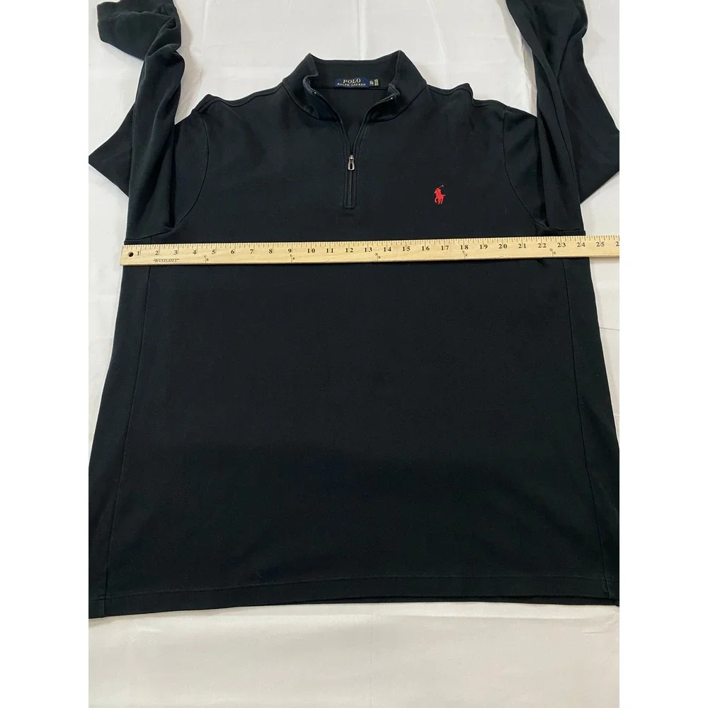 Polo Ralph Lauren Mens XL Black Quarter Zip Pullover Red‎ Pony Cotton Sweater
